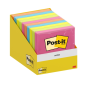 Bloc de 100 notes autocollantes repositionnables Post-It - Forme carrée - 76 x 76 mm - Couleurs assorties