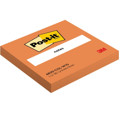 Bloc de 100 notes autocollantes repositionnables Post-It - Forme carrée - 76 x 76 mm - Couleurs assorties