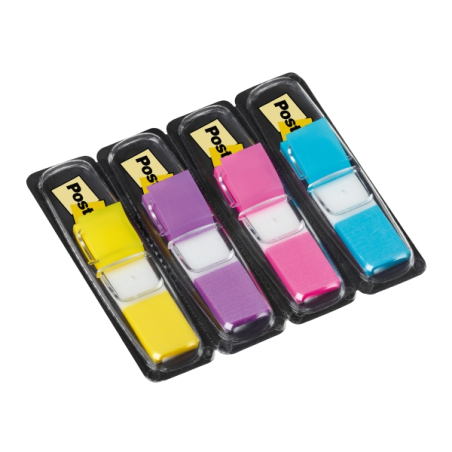 Distributeurs Post-It Index, lot de 4, avec 35 marqueurs index repositionnables - Forme rectangulaire - Couleurs assorties