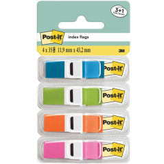 Distributeurs Post-It Index, lot de 4, avec 35 marqueurs index repositionnables - Forme rectangulaire - Couleurs assorties