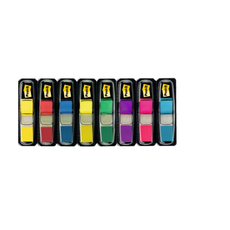 Lot de 8 distributeurs Post-It avec 35 marqueurs d'index repositionnables - Forme rectangulaire - Couleurs assorties