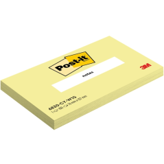 Bloc-notes Post-It de 100 notes autocollantes repositionnables - 76 x 127 mm - Emballage carton - 100 % PEFC - Jaune clair
