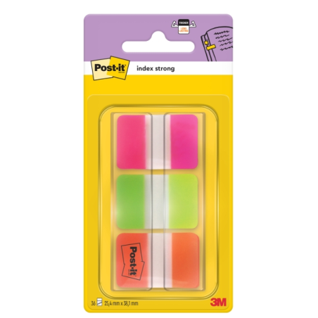Distributeur d'index Post-It avec 36 marqueurs repositionnables - Forme rectangulaire - Couleurs assorties