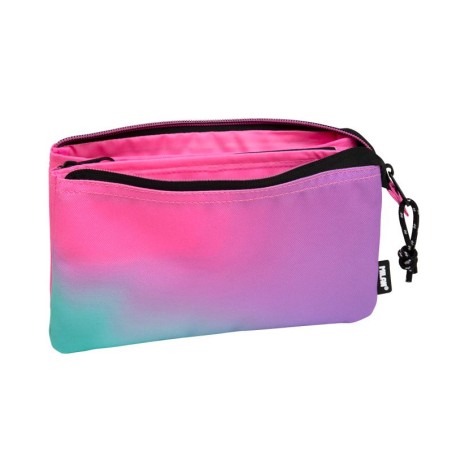 Trousse Milan Sunset 5 Compartiments - Tissu Résistant aux Déchirures et aux Déchirures - Dimensions 22x12x4cm - Couleur Rose