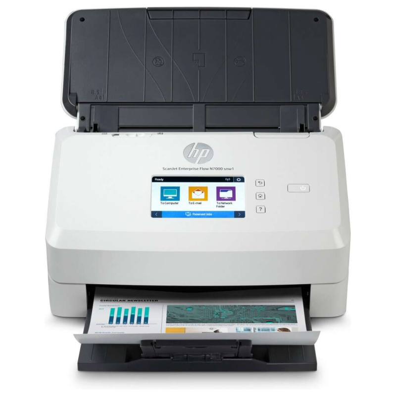 Scanner de documents Wi-Fi HP ScanJet Enterprise Flow 7000 snw1 - Jusqu'à 75 ppm - Chargeur automatique de documents - Recto ver