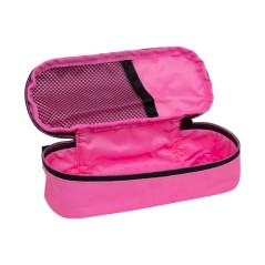 Trousse ovale Milan Sunset - Compartiment intérieur en maille - Tissu indéchirable - Dimensions 20,5x9x5,5 cm - Couleur Rose