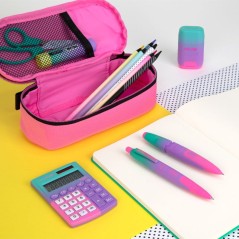 ✅ Trousse ovale Milan Sunset - Compartiment intérieur en maille - Tissu indéchirable - Dimensions 20,5x9x5,5 c en stock