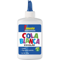 LOT de 12 Colle Scolaire Blanche Imedio 125gr - Sans Solvant - Flacon Souple Idéal pour les Enfants - Avec Spatule Intégrée