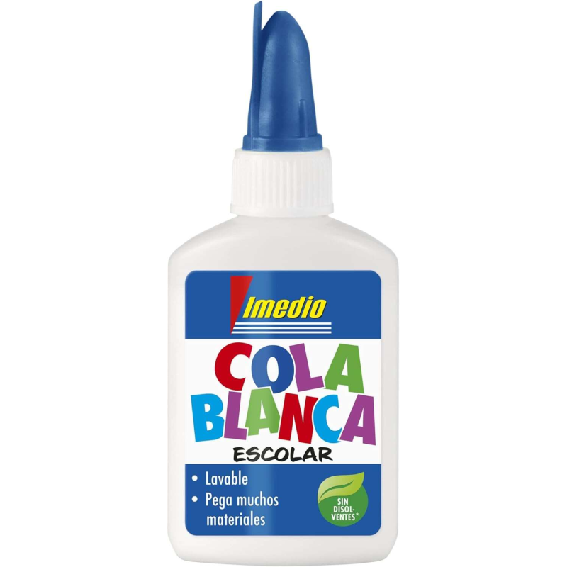 LOT de 12 Colle Scolaire Imedio Blanche 40gr - Sans Solvant - Flacon Souple Idéal pour les Enfants - Avec Spatule Intégrée