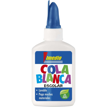 LOT de 12 Colle Scolaire Imedio Blanche 40gr - Sans Solvant - Flacon Souple Idéal pour les Enfants - Avec Spatule Intégrée