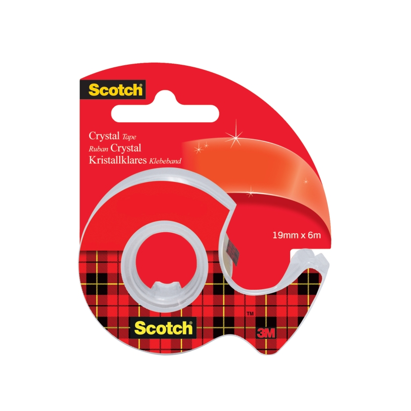 Ruban adhésif Scotch Crystal - Distributeur inclus - 19 mm x 6 m - Transparent