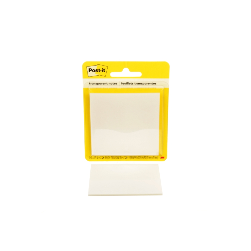 Bloc de 36 notes Post-It transparentes - Forme carrée - 73 x 73 mm - Couleur transparente