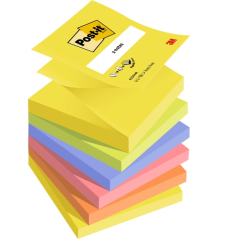 Pack de 6 blocs de 100 notes autocollantes repositionnables en Z - Forme carrée - 76 x 76 mm - Couleurs assorties
