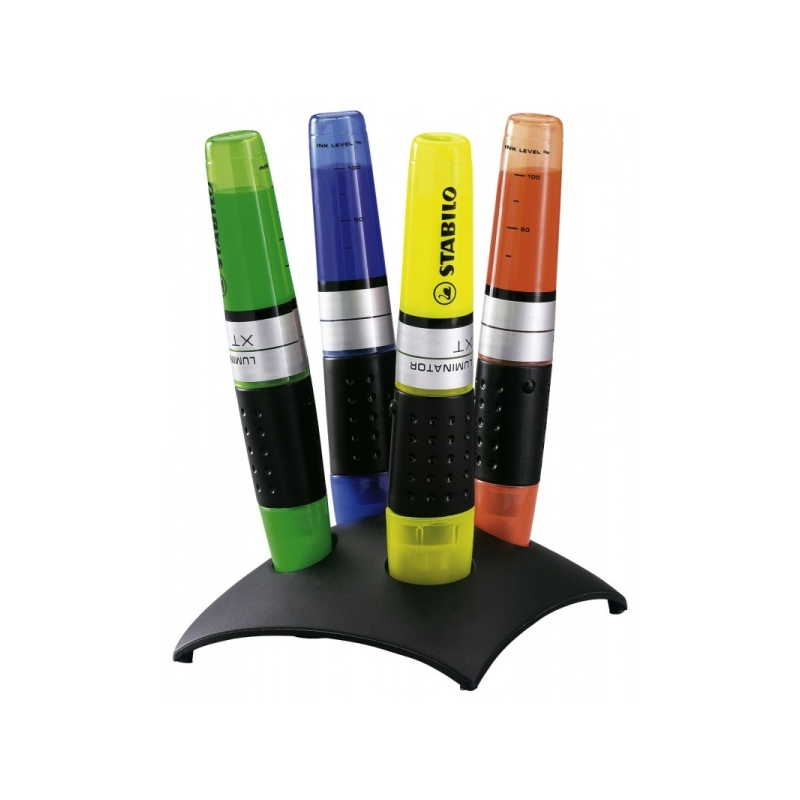 Coffret de bureau Stabilo Luminator avec 4 marqueurs fluorescents - Encre améliorée - Zone de préhension - Tailles de trait entr
