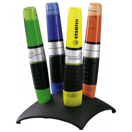 Coffret de bureau Stabilo Luminator avec 4 marqueurs fluorescents - Encre améliorée - Zone de préhension - Tailles de trait entr