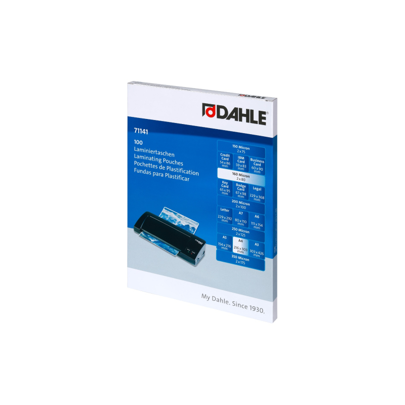 Dahle Lot de 100 pochettes de plastification brillantes A4 - 80 microns - Haute qualité - Transparentes