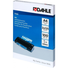 Dahle Lot de 100 pochettes de plastification brillantes A4 - 125 microns - Haute qualité - Transparentes