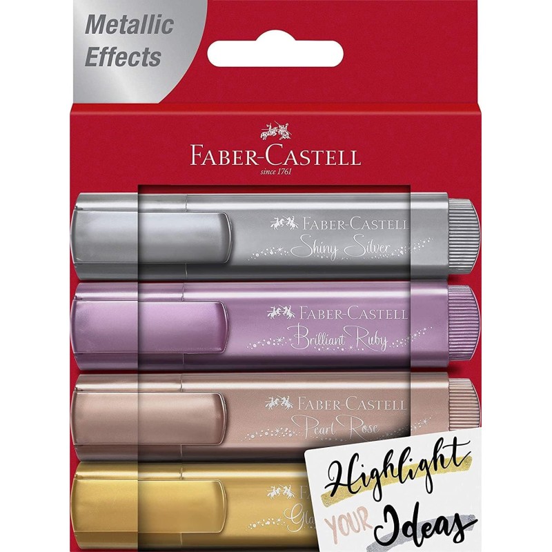 Feutres surligneurs Faber-Castell Textliner 46 Metallic x4 Feutres surligneurs Faber-Castell Textliner 46 Metallic x4