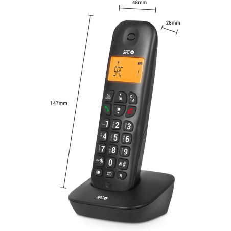 Téléphone Fixe Sans Fil SPC Air - Écran Rétroéclairé 35x22 mm - Identification de l'appelant - 5 Mélodies Disponibles - Pratique