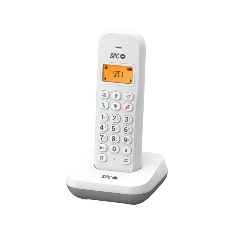Téléphone fixe sans fil SPC Keops DECT - Écran éclairé - Répertoire 50 contacts - Identification de l'appelant - Couleur blanc
