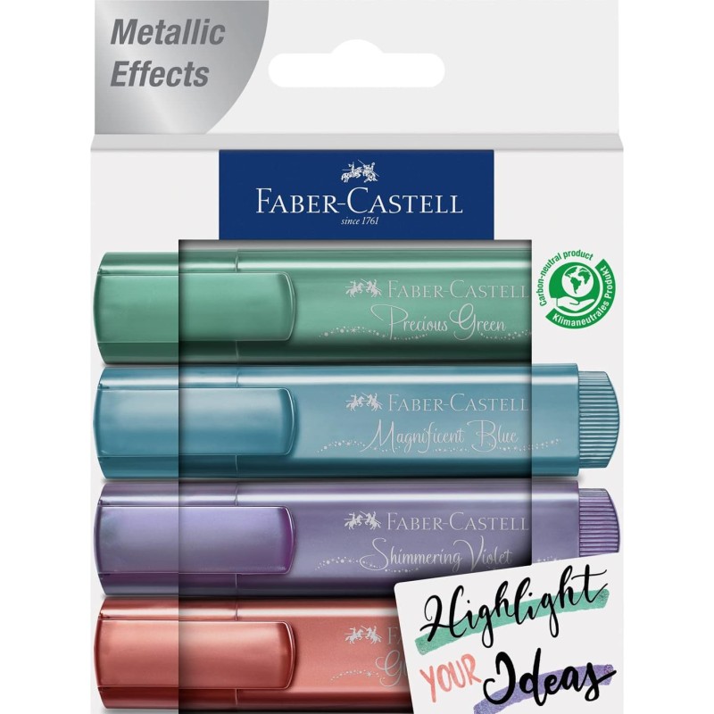 Feutres surligneurs Faber-Castell Textliner 46 métalliques x4 Feutres surligneurs Faber-Castell Textliner 46 métalliques x4