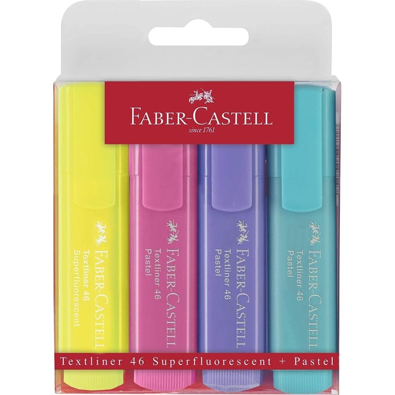 Feutres surligneurs pastel Faber-Castell Textliner 46 x4