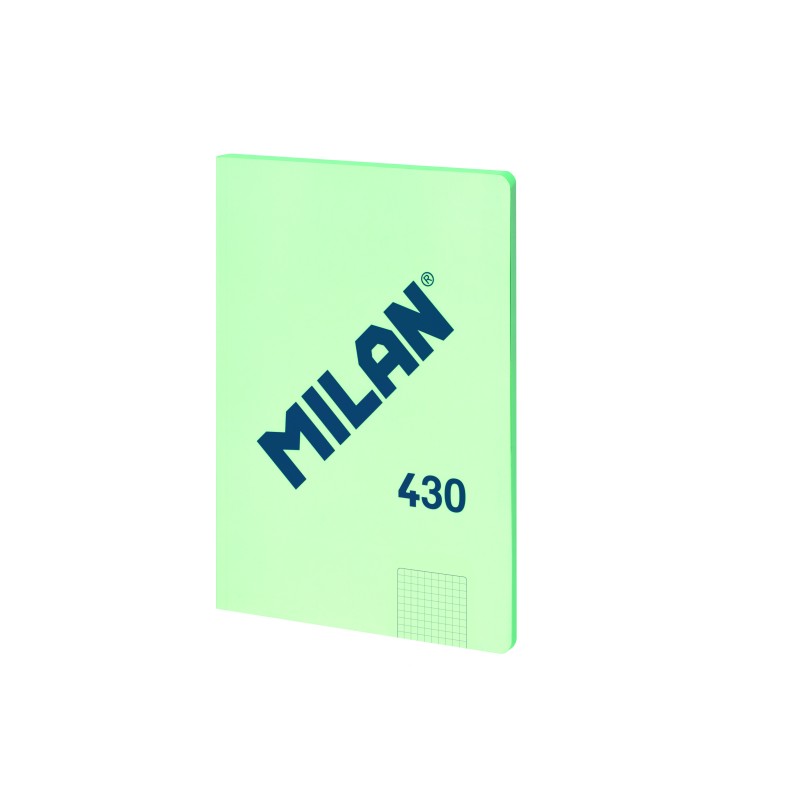 Cahier Collé Milan Format A4 Quadrillage 5x5mm - 48 Feuilles de 95 gr/m2 - Micro-perforé - Couverture Souple - Coloris Vert