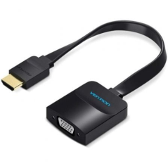 Câble convertisseur plat Vention HDMI mâle vers VGA femelle - Full HD - ARC - Longueur 0,15 m - Port audio 3,5 mm - MicroUSB - C