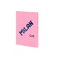 Cahier Collé Milan Format A4 Ligné 7mm - 48 Feuilles de 95 gr/m2 - Micro-perforé - Couverture Souple - Coloris Rose