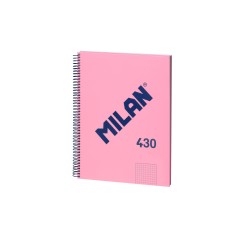 ✅ Cahier à Spirale Milan Format A4 Grille 5x5mm - 80 Feuilles de 95 gr/m2 - Microperforé, 4 Trous - Coloris Ro en stock