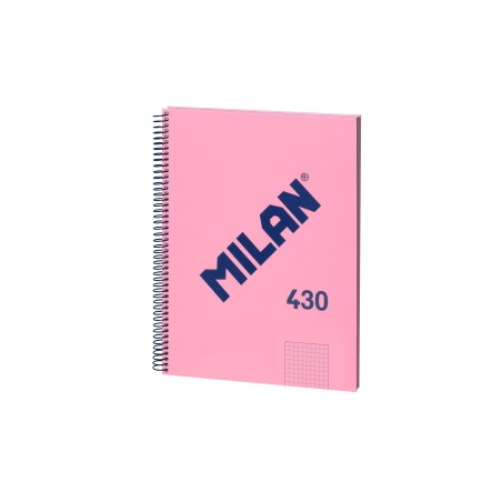 ✅ Cahier à Spirale Milan Format A4 Grille 5x5mm - 80 Feuilles de 95 gr/m2 - Microperforé, 4 Trous - Coloris Ro en stock
