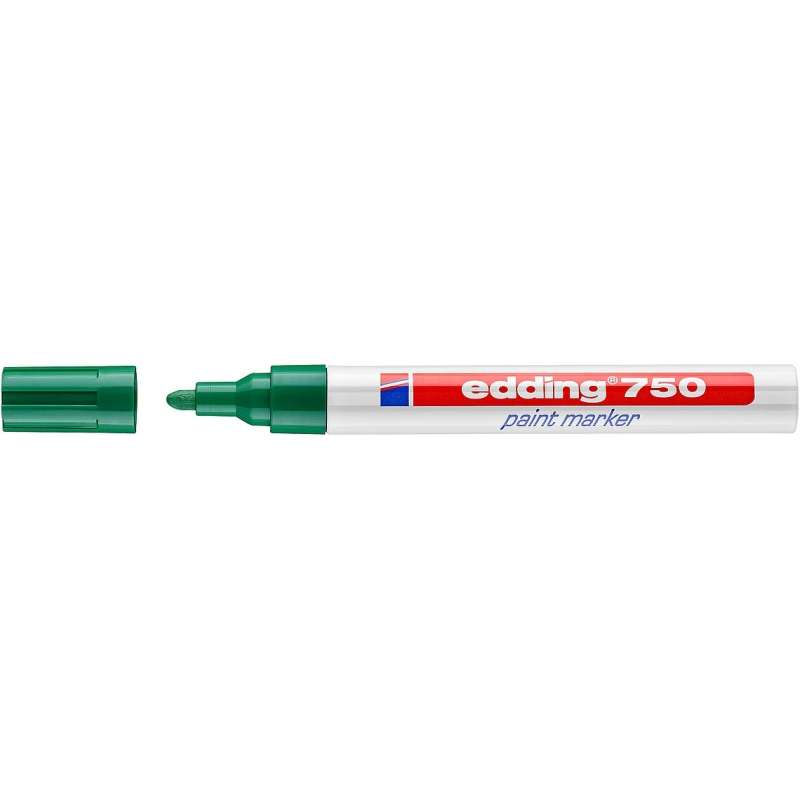 LOT de 10 Marqueur permanent Edding 750 - Pointe ronde - Largeur de trait 2-4 mm - Encre opaque - Séchage rapide - Vert