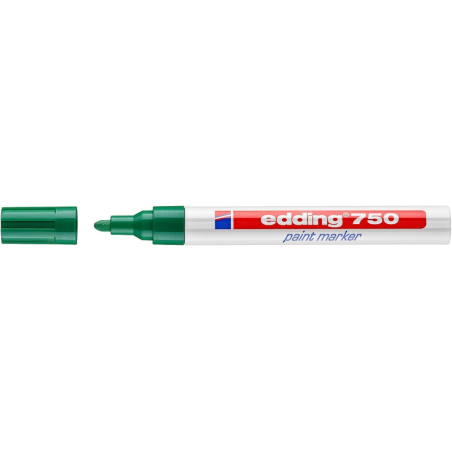 LOT de 10 Marqueur permanent Edding 750 - Pointe ronde - Largeur de trait 2-4 mm - Encre opaque - Séchage rapide - Vert