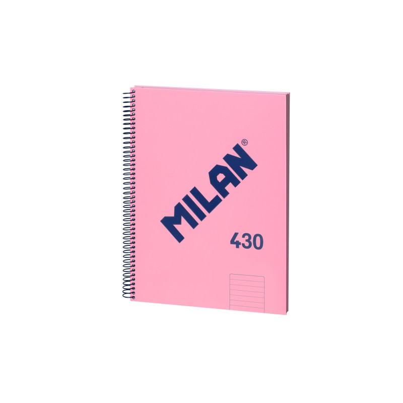 Cahier à Spirale Milan Format A4 Ligné 7mm - 80 Feuilles de 95 gr/m2 - Micro-perforé, 4 Trous - Coloris Rose
