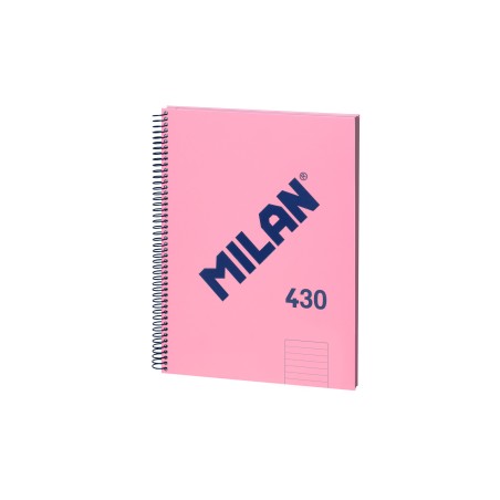 ✅ Cahier à Spirale Milan Format A4 Ligné 7mm - 80 Feuilles de 95 gr/m2 - Micro-perforé, 4 Trous - Coloris Ros en stock