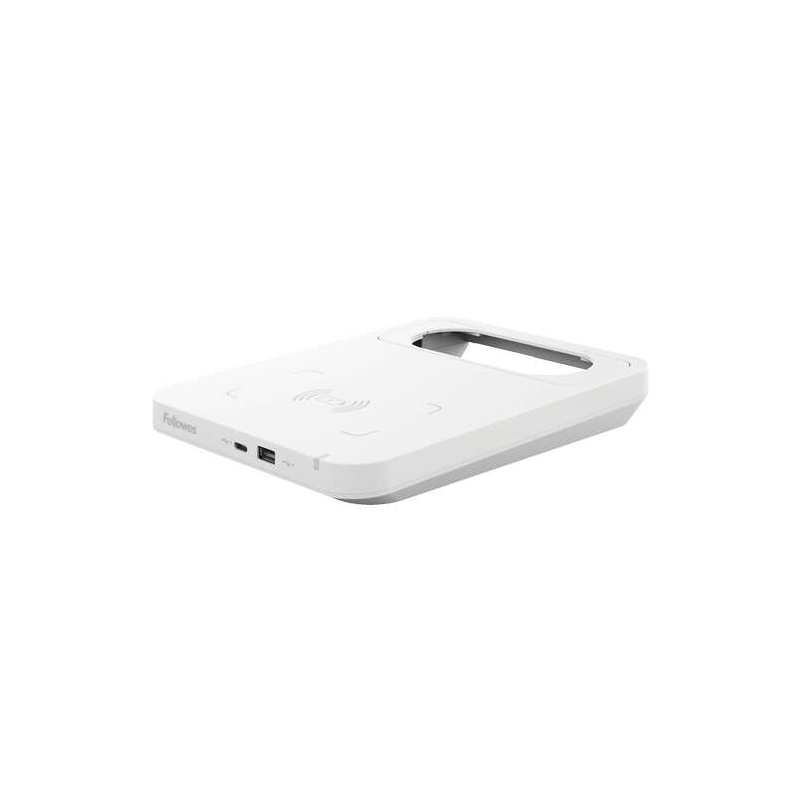 Fellowes Tallo Chargeur Sans Fil - 2 Ports USB - Charge Rapide - Couleur Blanche