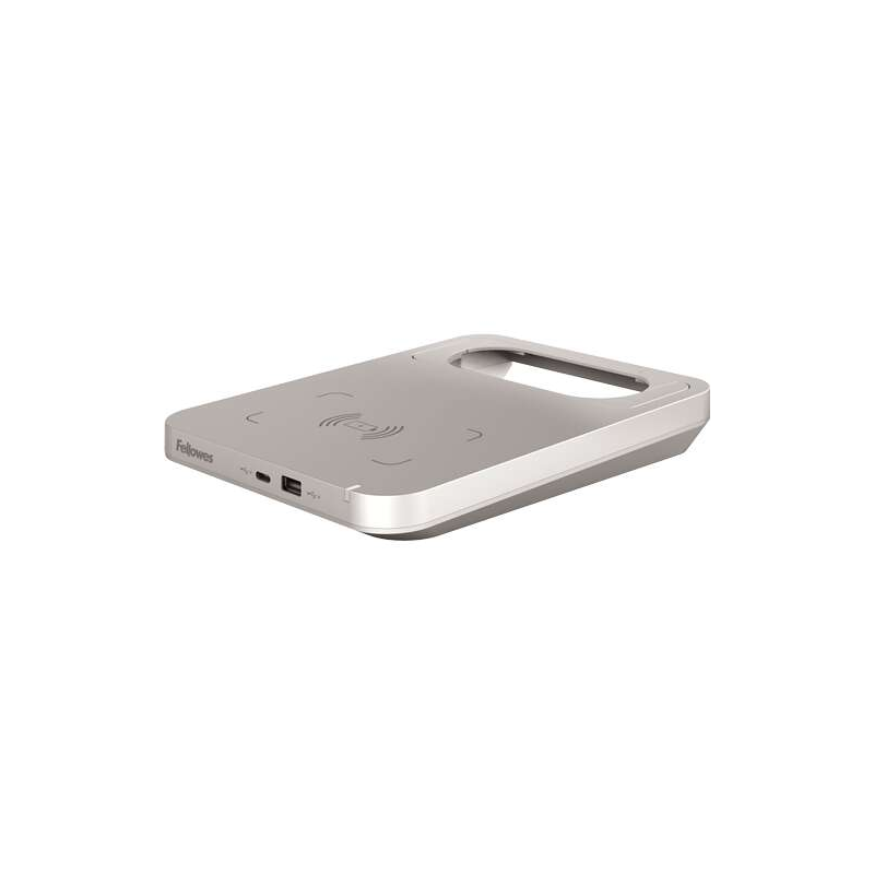 Fellowes Tallo Chargeur Sans Fil - 2 Ports USB - Charge Rapide - Couleur Argent