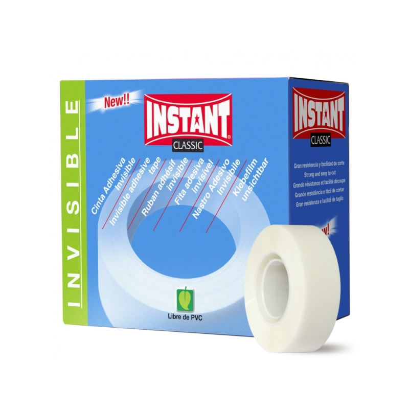 LOT de 16 Ruban adhésif invisible Instant Classic 19 mm x 33 m - Très résistant - Facile à découper