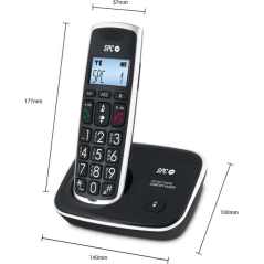 Téléphone fixe sans fil SPC pour seniors - Touches et numéros extra larges - Volume du combiné amplifié - Répertoire et 2 mémoir