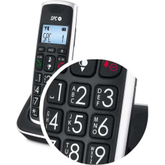 Téléphone fixe sans fil SPC pour seniors - Touches et numéros extra larges - Volume du combiné amplifié - Répertoire et 2 mémoir