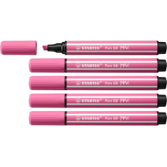 LOT de 5 Marqueur Stabilo Pen 68 MAX - Pointe en fibre biseautée - Course entre 1 et 5 mm environ. - Encre à base d'eau - Couleu
