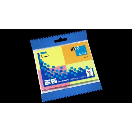✅ Global Notes inFO Brillant Pack de 4 Blocs de 50 Notes Autocollantes 50 x 40 mm - Certification FSC ? - Couleu en stock