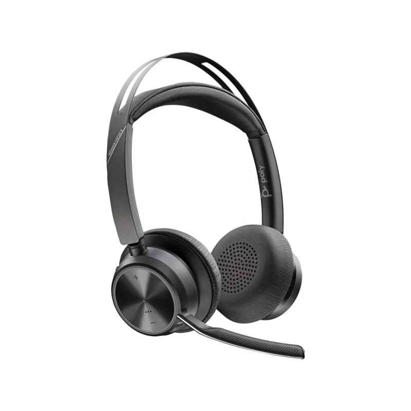 Casque Plantronics/Poly Voyager Focus 2 avec microphone Bluetooth 5.1 - Suppression du bruit - Oreillettes rembourrées - Autonom