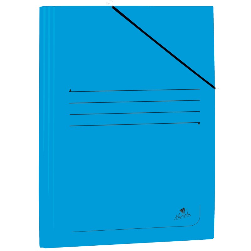 LOT de 20 Chemise Folio en Carton Laminé Mariola 500gr/m2 - Mesures 34x25cm - Fermeture avec Caoutchouc Élastique - Couleur Bleu