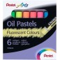 Pentel Pastels à l'huile Lot de 6 pastels à l'huile fluorescents - Doux, crémeux et séchage lent - Couleurs fluorescentes