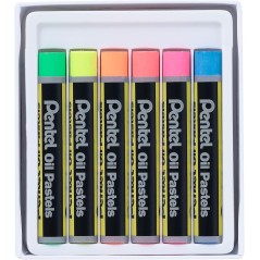 Pentel Pastels à l'huile Lot de 6 pastels à l'huile fluorescents - Doux, crémeux et séchage lent - Couleurs fluorescentes