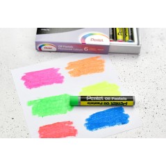 ✅ Pentel Pastels à l'huile Lot de 6 pastels à l'huile fluorescents - Doux, crémeux et séchage lent - Couleur en stock