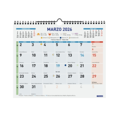 Calendrier mural Finocam - Annuel 2026 - Format M - 300 x 10 x 255 mm - Espace d'écriture - Couleurs bleu et blanc