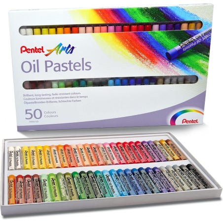 ✅ Pentel Pastels à l'huile Lot de 50 pastels à l'huile - Doux, crémeux et séchage lent - Couleurs assorties en stock