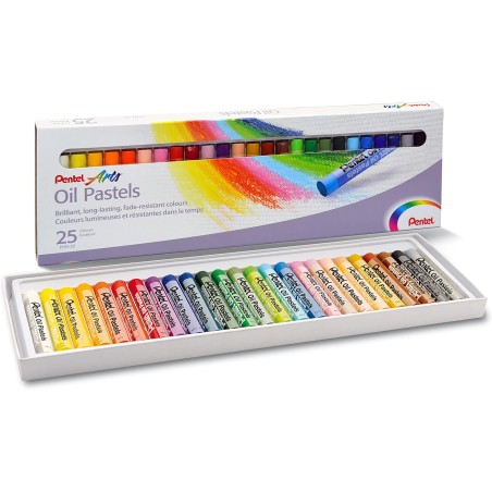 ✅ Pentel Pastels à l'huile Lot de 25 pastels à l'huile - Doux, crémeux et séchage lent - Couleurs assorties en stock